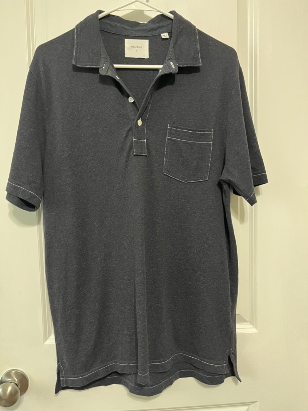 Billy Reid Stretch Charcoal Gray Polo Shirt Medium